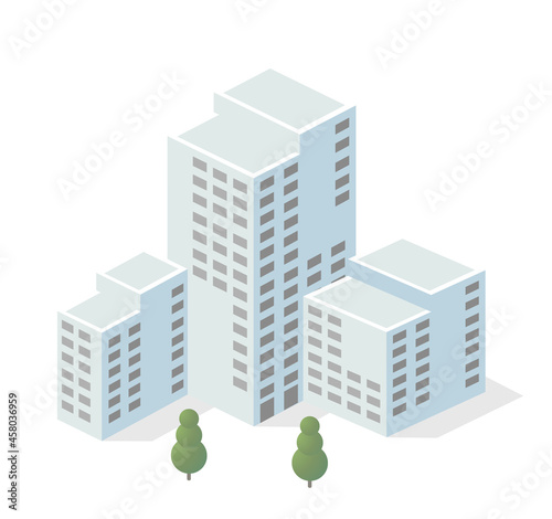 Vector isometric urban architecture single building of the modern