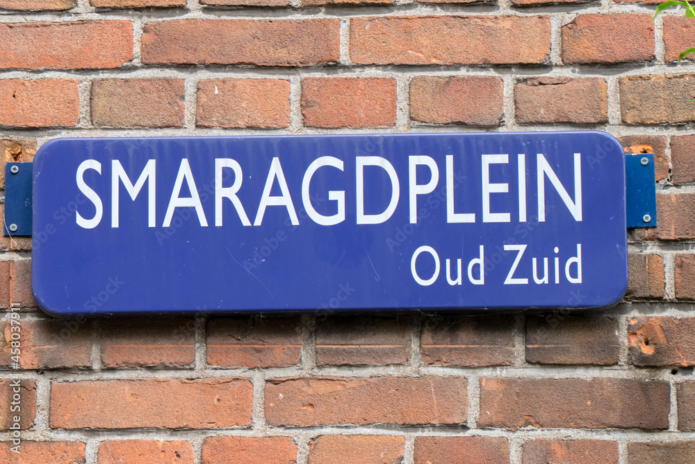 Street Sign Smaragdplein At Amsterdam The Netherlands 19-9-2021