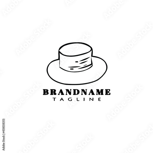 women hat logo cartoon icon design template black isolated vector illustration