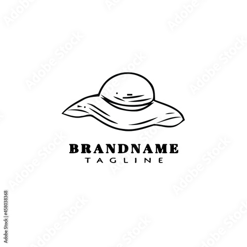 women hat logo cartoon icon template black isolated vector illustration
