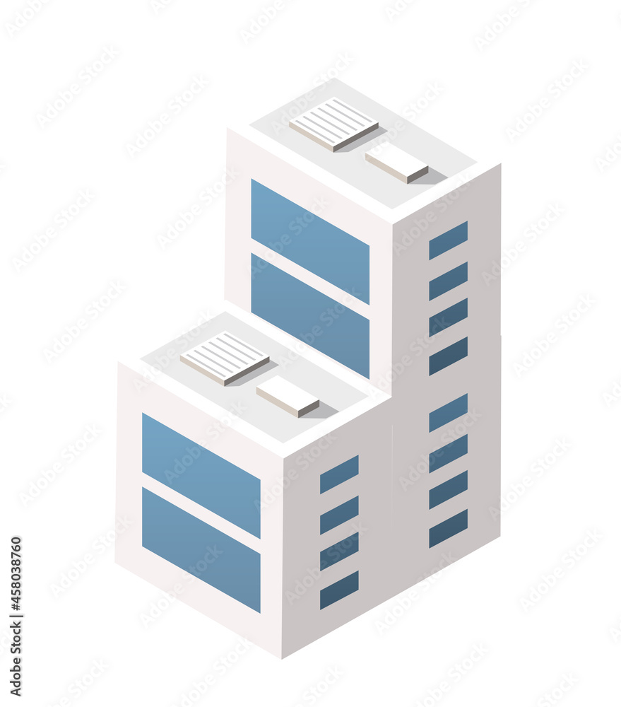 Vector isometric urban architecture single building of the modern