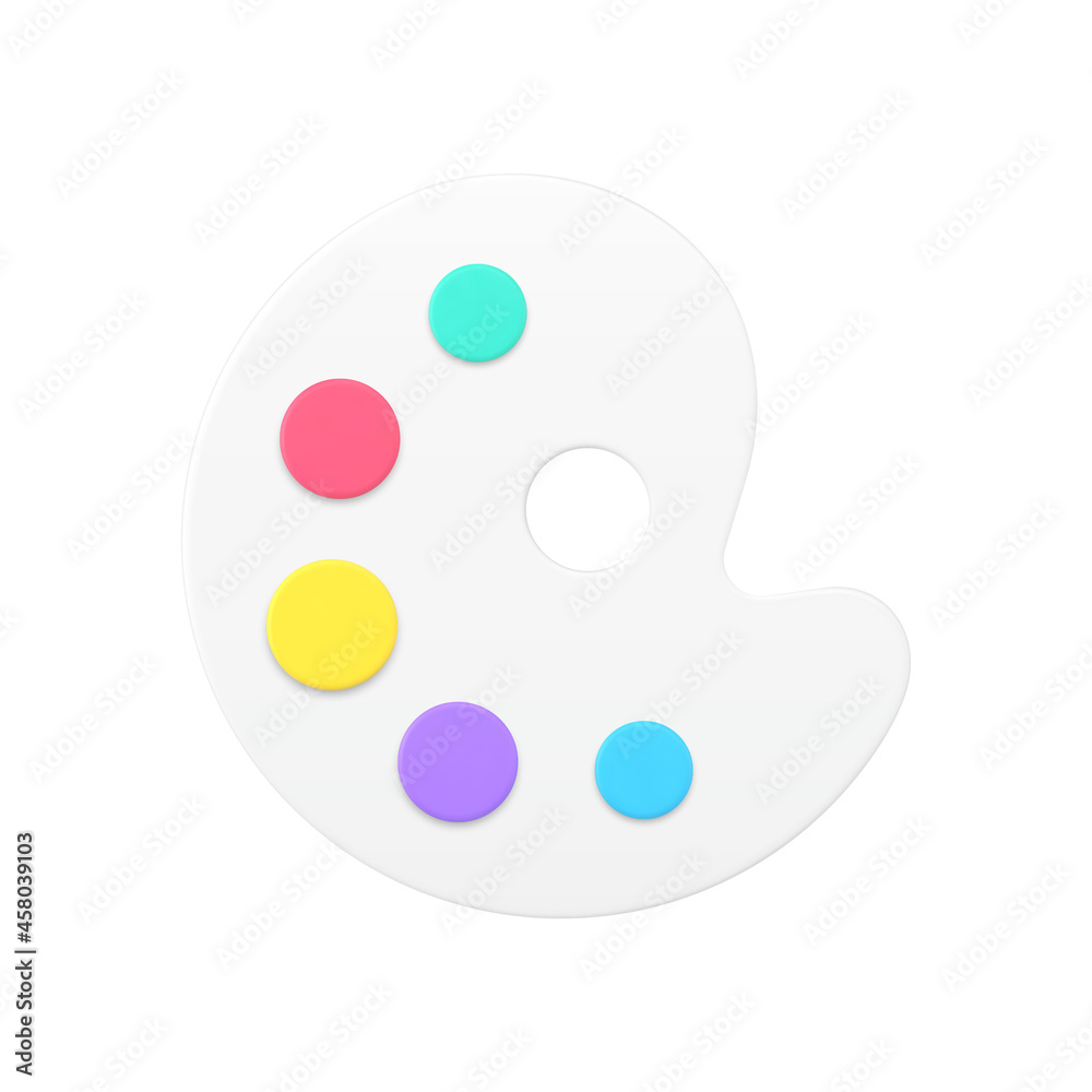 Color palette for drawing 3d icon. Volumetric colorful creative tool