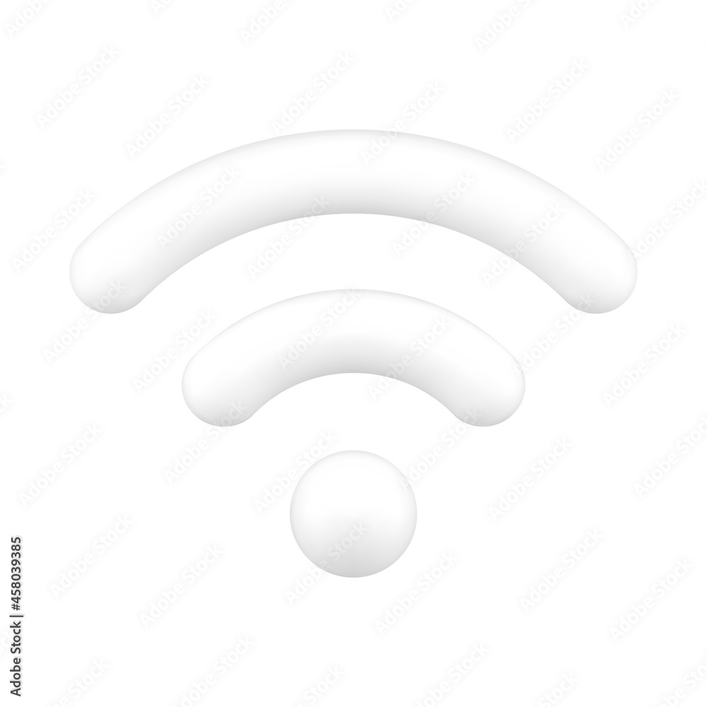 White symbol wifi 3d icon. Sign for digital and online coverage White symbol wifi 3d icon. Sign for digital and online coverage