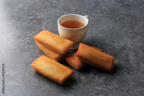 Photography Delicious French Financiers Cake  with Fresh Butter, Served with Tea