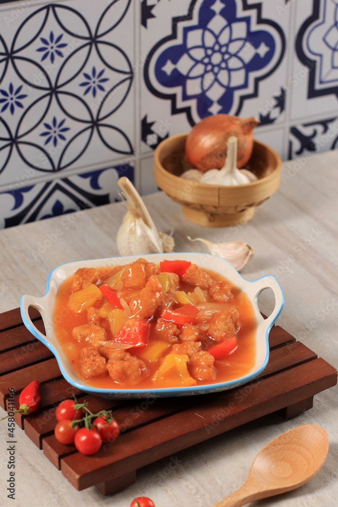 Φωτογραφία Sweet and Sour Pork Tangsuyuk Chinese Food Menu Popular in Korea, Noise from Sau