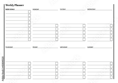 List, map and agenda to plan life. Weekly planner.