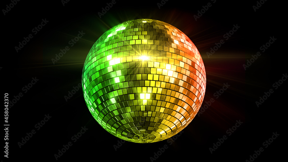 Obraz premium Mirror Ball Disco Lights Club Dance Party Glitter 3D illustration.