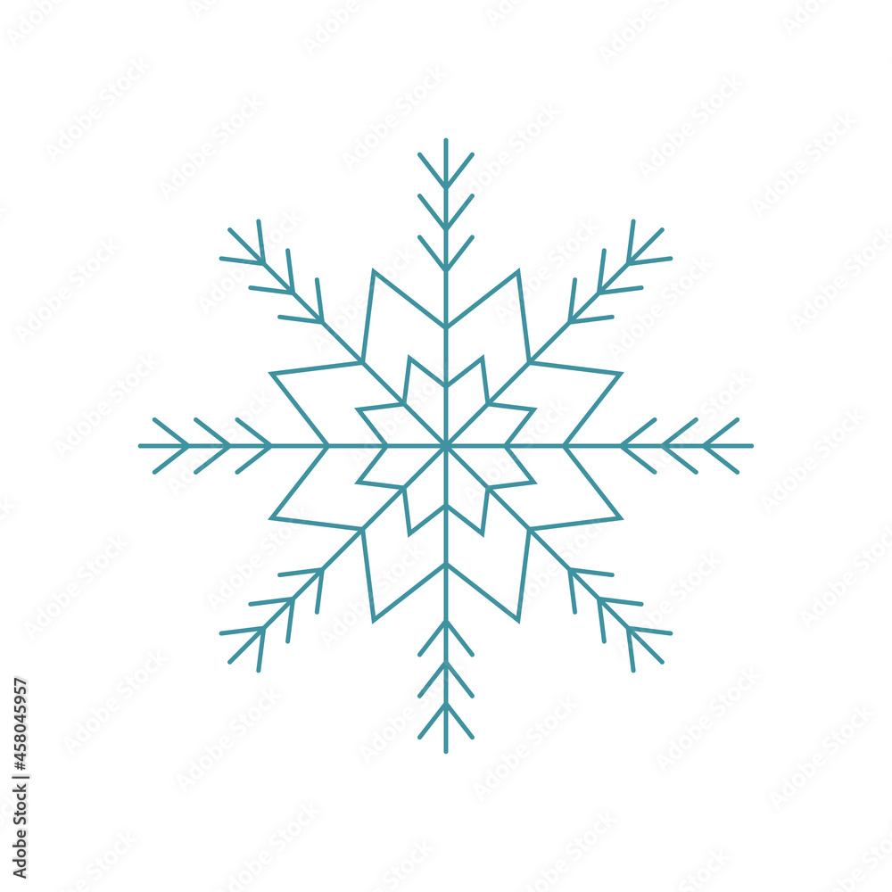 Blue snowflake. Icon logo design. Ice crystal winter symbol. Template for winter design. Blue snowflake. Icon logo design. Ice crystal winter symbol. Template for winter design.