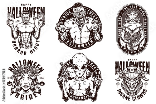 Halloween party vintage emblems