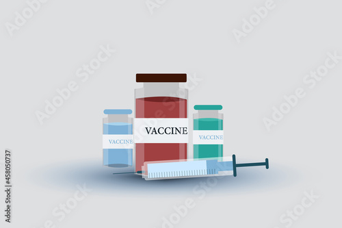 Syringe and vaccine vial flat icons.