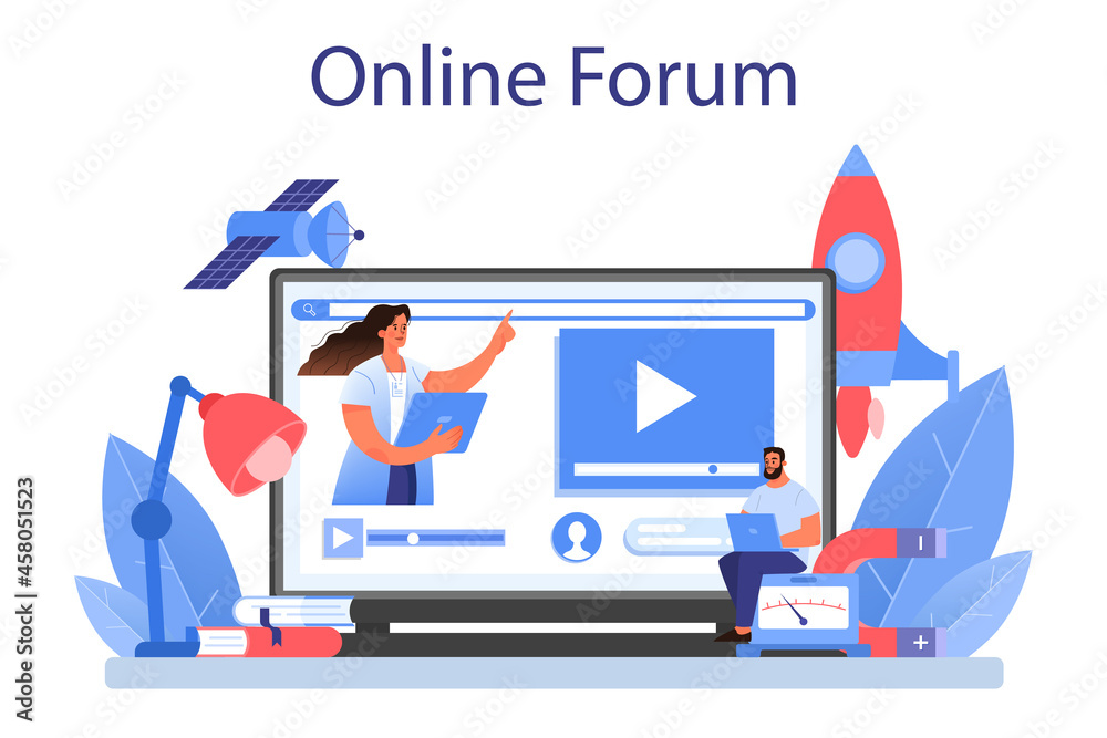 Physicist online service or platform. Scientist explore waves and forces Physicist online service or platform. Scientist explore waves and forces