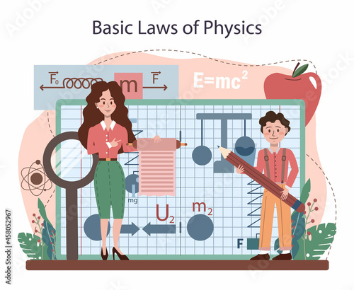 Physics school subject concept. Students explore electricity, magnetism