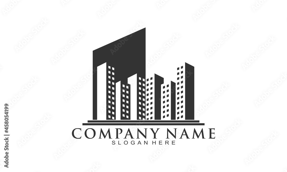 Building in the city modern vector logo