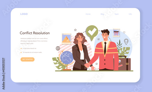 Tour agent web banner or landing page. Vacation organization agency