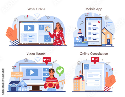 Real estate online service or platform set. Qualified and reliable real estate