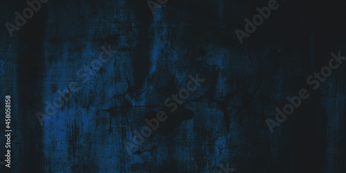 Grunge Navy Dark Blue Background. Blue wall Scary. Black or blue cement texture