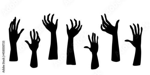 Zombie Hand Silhouette set. Halloween icons set. Collection for halloween themes. Set of Zombie Hands