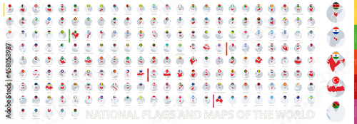 National flags and maps of the world, a large collection of maps and flags.