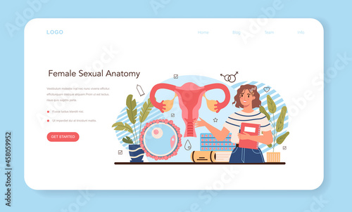 Sexual education web banner or landing page. Sexual health lesson