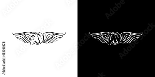 Horse logo design combined with cool and attractive wing symbol