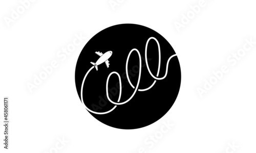 Plane route icon logo