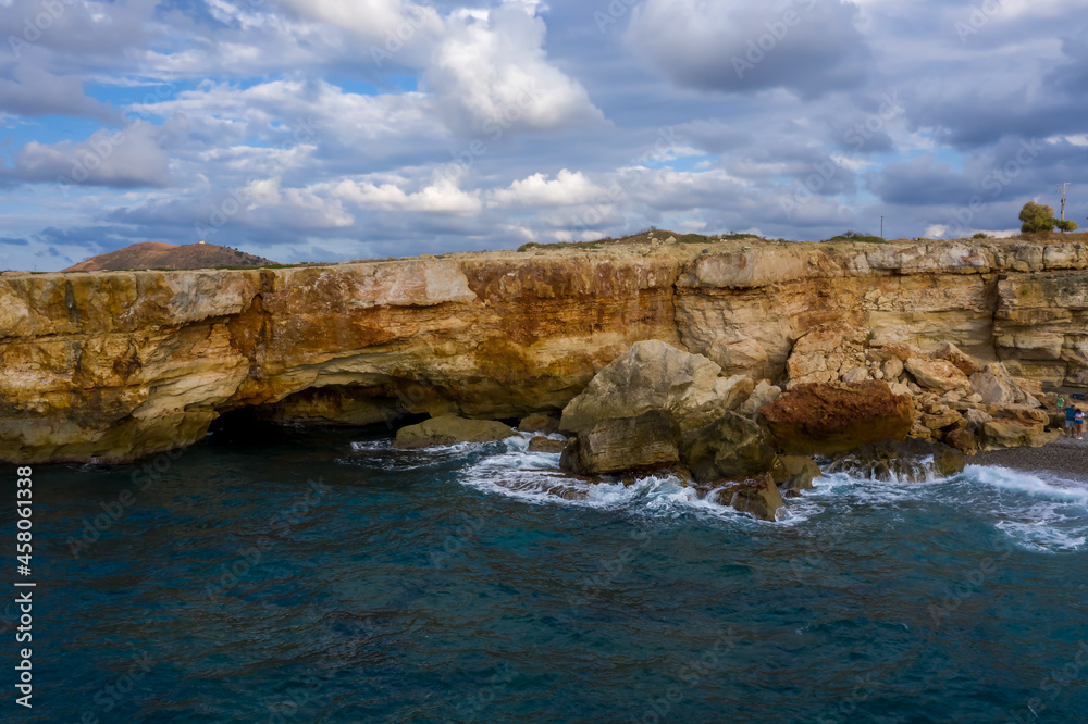 Azure water view with cliffs, Crete, Greece