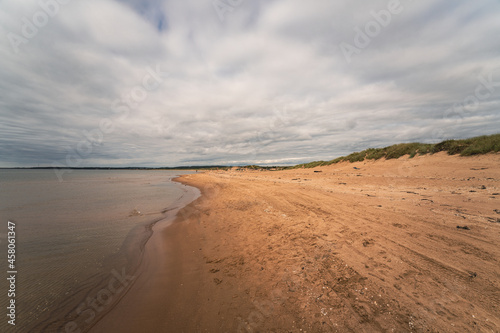 Tylosand Beach in Halmstad is one of Swedens most popular beaches with 7km of beautiful golden sand. Ultra wide angle view.