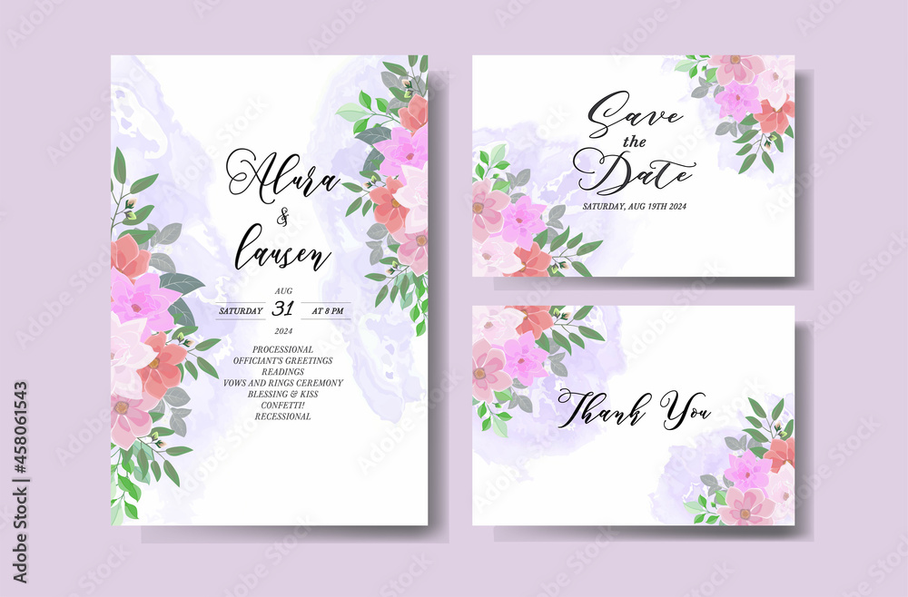elegant flower on wedding invitation card template