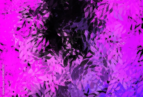 Dark Pink vector abstract design with leaves.