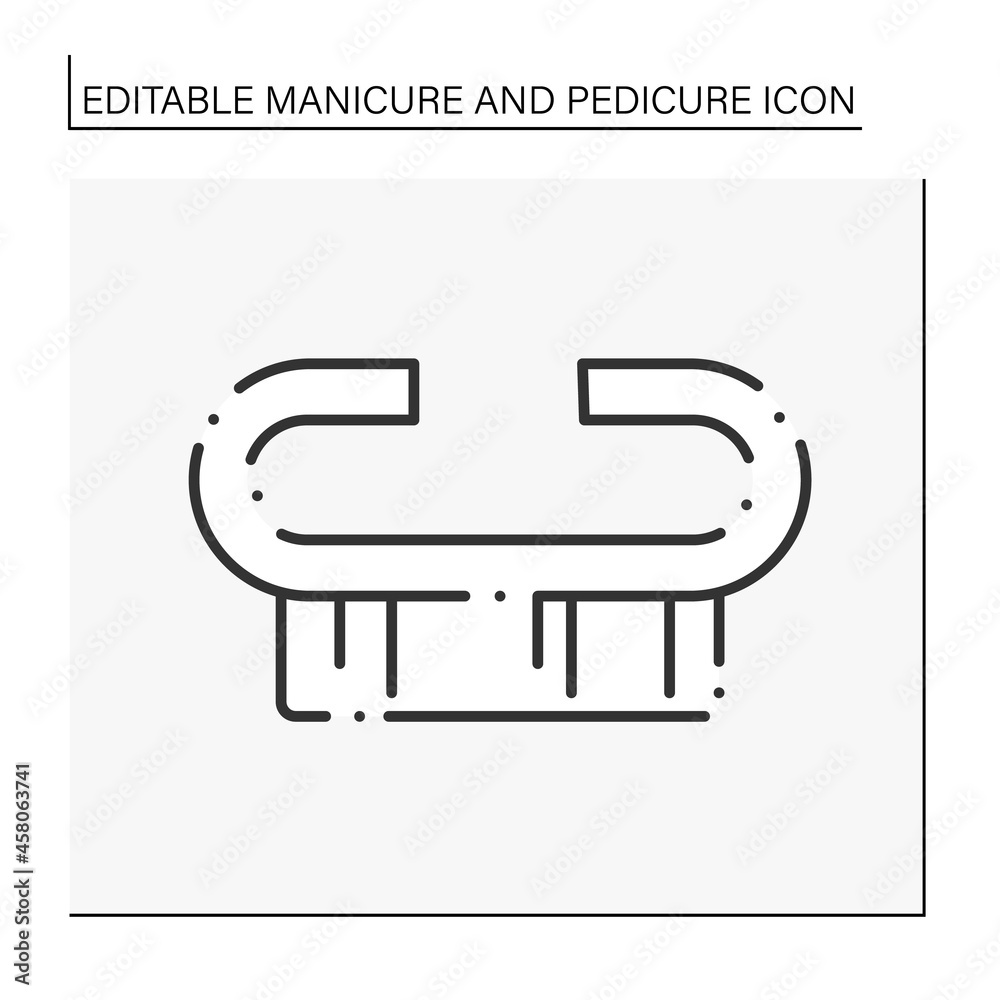 Spa procedure line icon. Cleaning brush for nails. Fingernail scrub. Cleaning brushes for toes and nails cleaner. Manicure and pedicure concept. Isolated vector illustration. Editable stroke