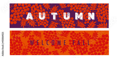 Orange rowanberry silhouette pattern for banner, header