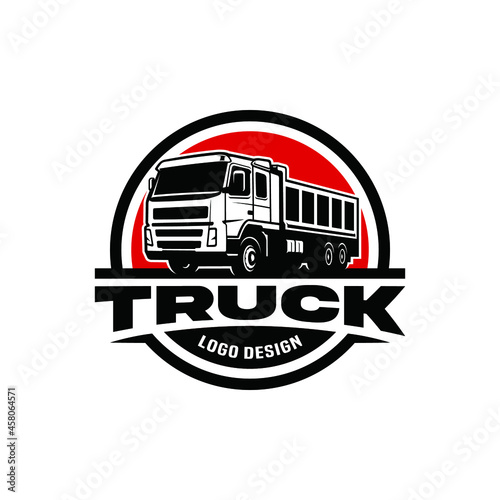 dump truck - delivery truck - semi truck isolated logo vector