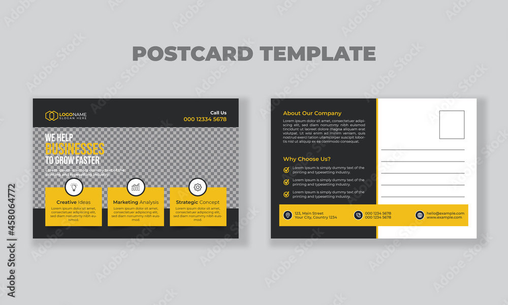 Creative modern corporate business postcard EDDM design template - obrazy, fototapety, plakaty 
