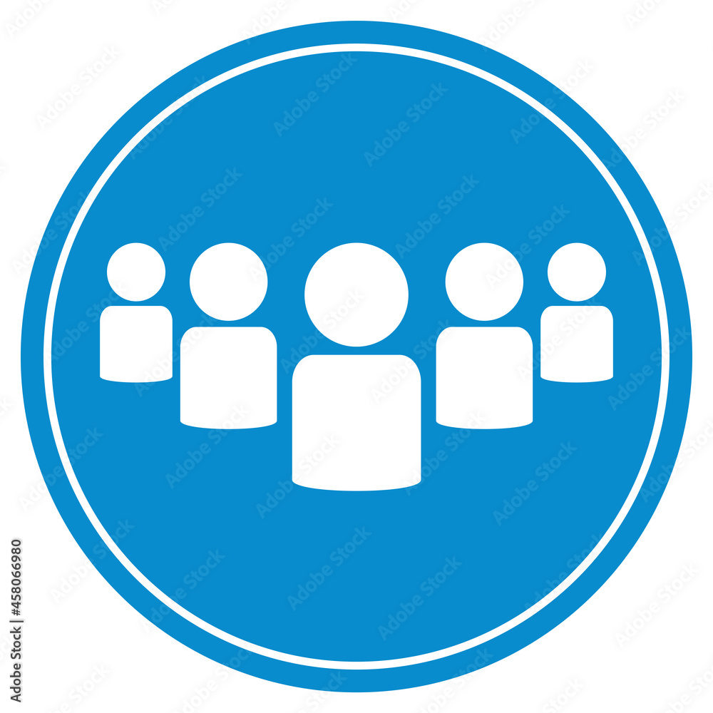 Gruppen Symbol auf rundem blauen Button Gruppen Symbol auf rundem blauen Button