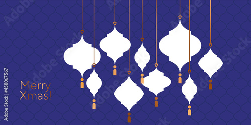 Christmas baubles in arabesque shapes for card, header