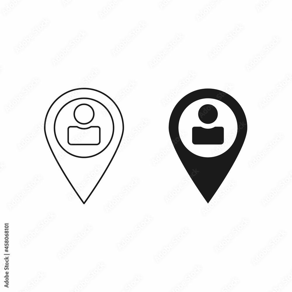 Map pin with user, person, himan vector icon