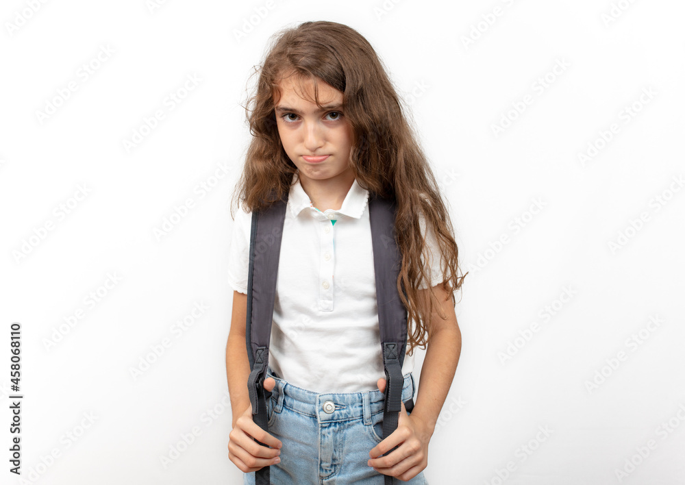 Obraz premium sad student because schools are open. education concept background, banner, poster.