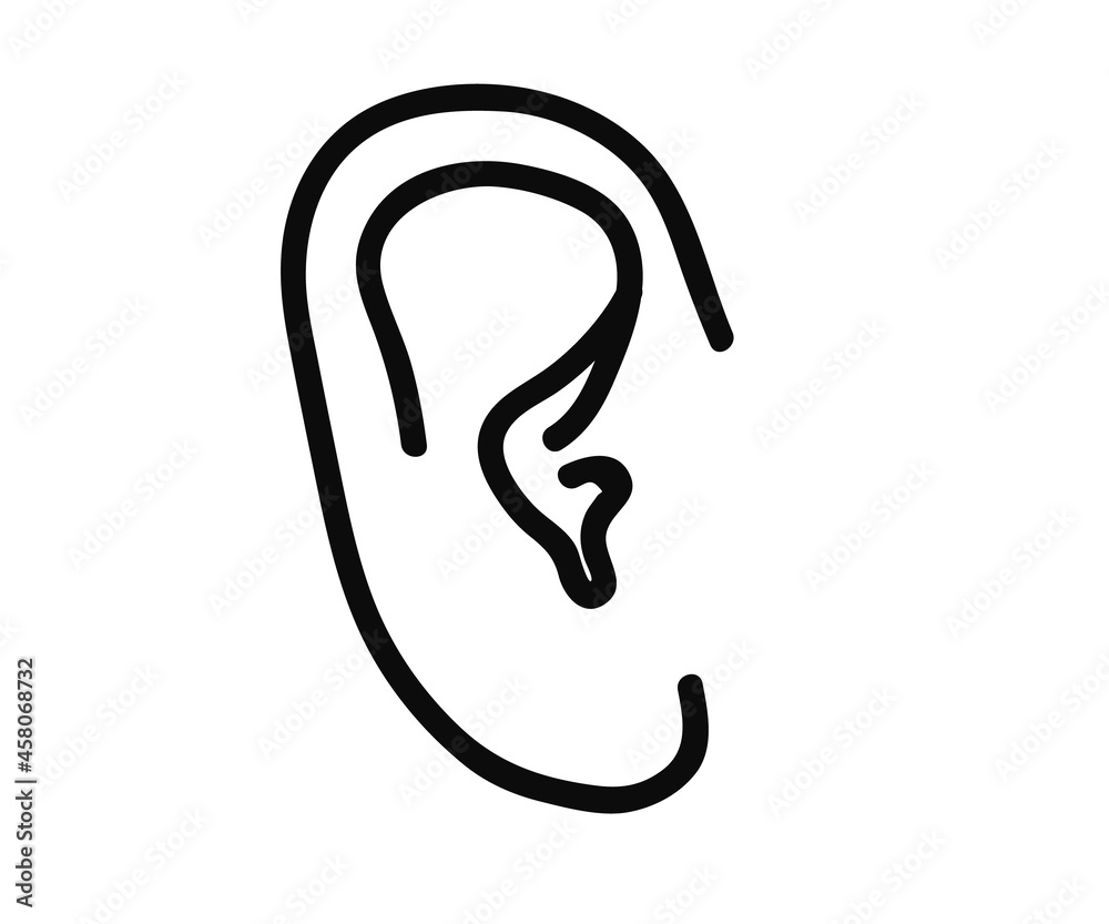 Human ear on an isolated background. Symbol. Vector illustration. Human ear on an isolated background. Symbol. Vector illustration.