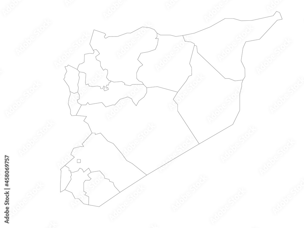 Political map of Syria. Administrative divisions - governorates. Simple flat blank vector map