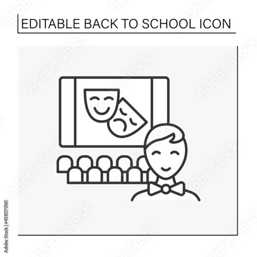 After-school activity line icon. Theatrical group for students. Acting skills. Education concept. Isolated vector illustration. Editable stroke