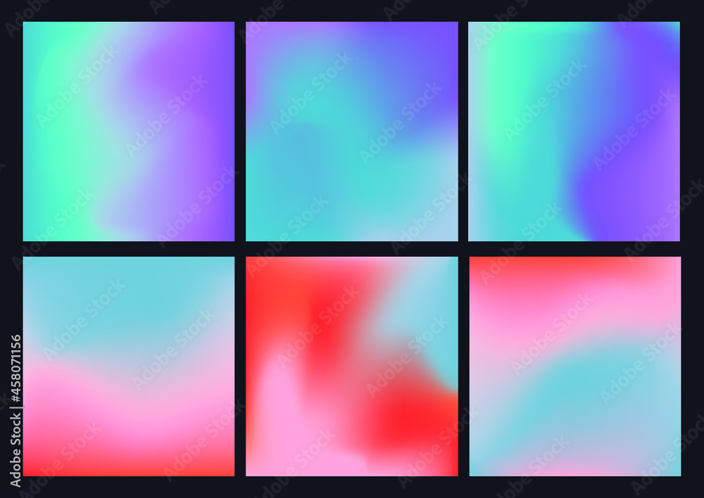 Fototapeta premium set de 6 fondos degradados en colores neones y pastel fondos elegantes vectores