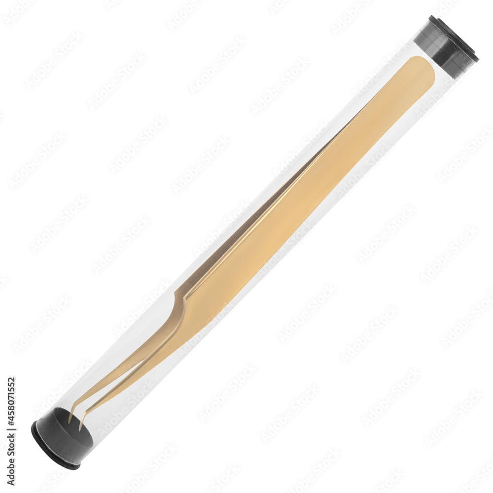 Tweezers for eyelash extension in case isolated on white Tweezers for eyelash extension in case isolated on white