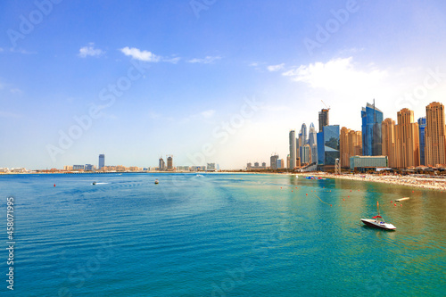 Panorama of the beach at Jumeirah Beach Residence  Dubai