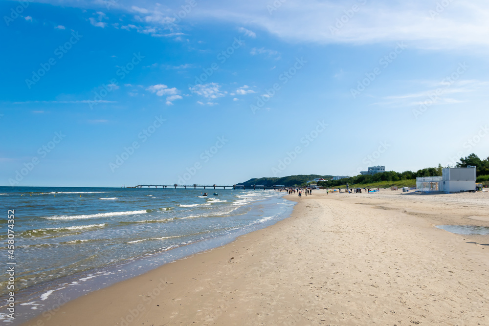 Międzyzdroje, Poland -05.09.2021 - beach in Miedzyzdroje