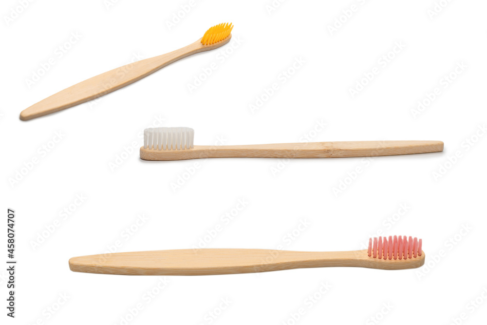 Bamboo toothbrush isolated on a white background. Bamboo toothbrush isolated on a white background.
