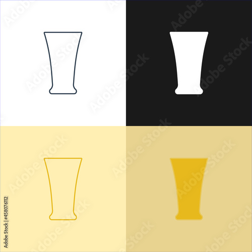 Glass tequila. Four types of images. Contour line art in flat style. Silhouette wine glasses on a color background. Restaurant alcoholic illustration for celebration design. Beverage outline icon
