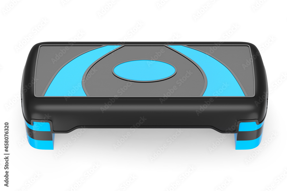Fototapeta premium Stepper for fitness and blue step platform for aerobics isolated on white