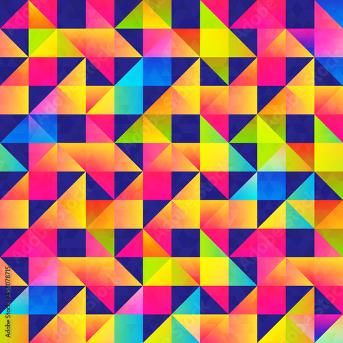 Vibrant triangle seamless pattern with grunge pattern.