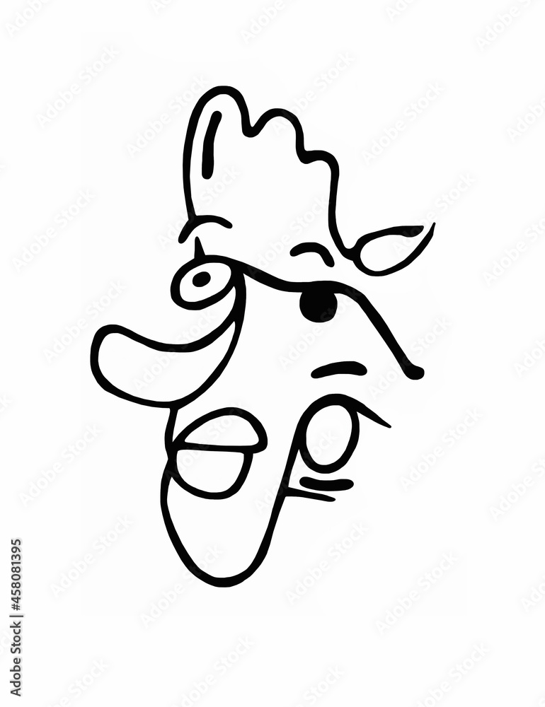Abstract surreal illustrated face of geometric shapes. Isolated on a white background. Abstract surreal illustrated face of geometric shapes. Isolated on a white background.