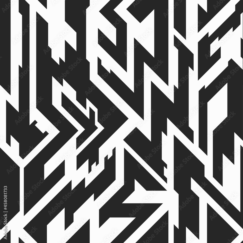 Tech monochrome geometric seamless pattern. Tech monochrome geometric seamless pattern.